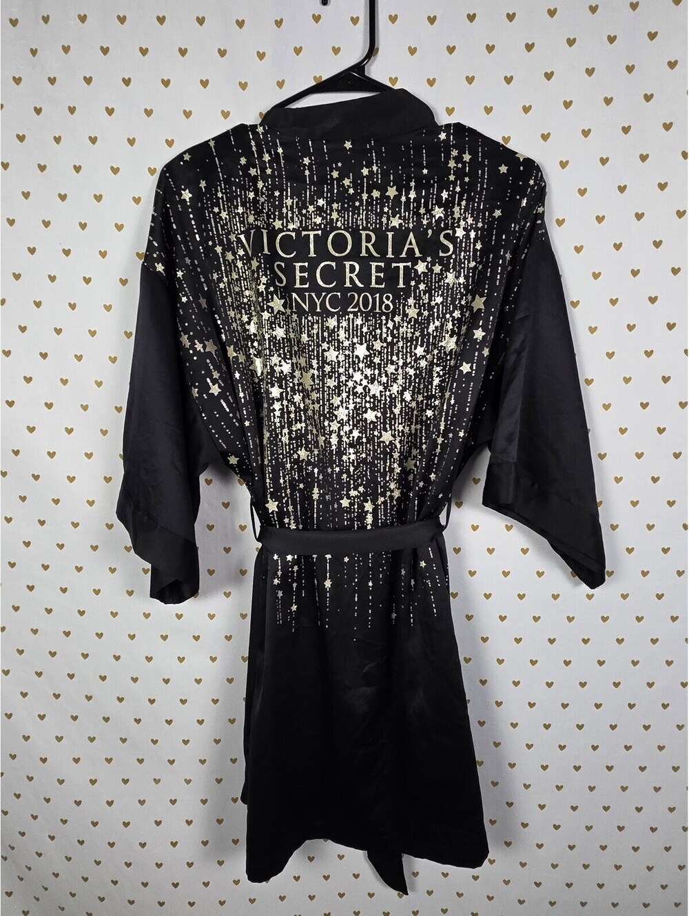 Victoria's Secret 2018 NYC Fashion Show Robe XS SMALL Black Satin BLING
